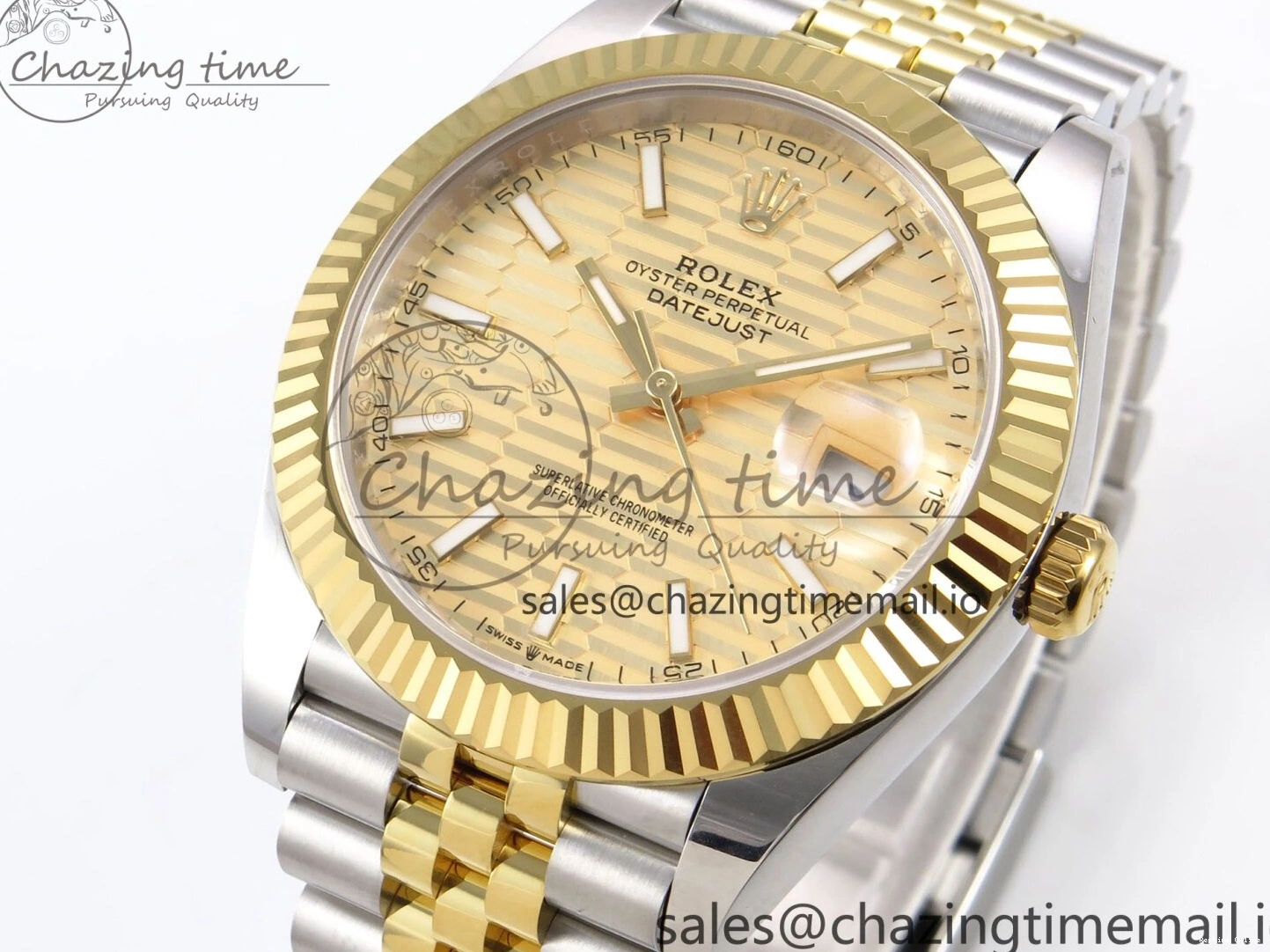 0116 DateJust 41 126333 EWEF Best Edition YG Texuted Dial on SS YG Jubilee Bracelet A Snug 992